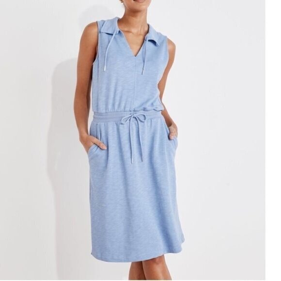 Haven Well Within Cotton Slub Terry Sleeveless Cinch Tie Waist Polo Dress Sz XS - Picture 1 of 12